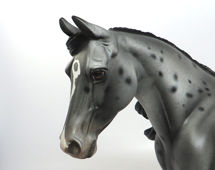 CHIEF RUNNING BIRD-OOAK BLACK &amp; GREY APPALOOSA PALOUSE GELDING MODEL HORSE 8/15