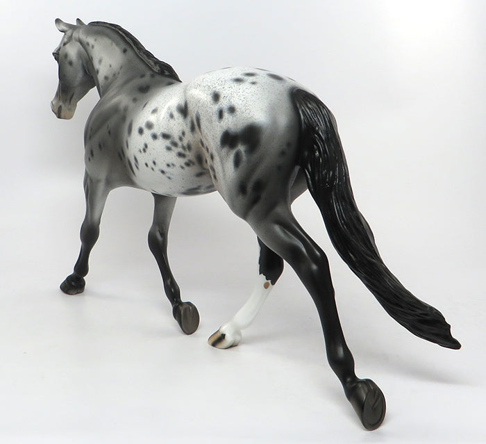 CHIEF RUNNING BIRD-OOAK BLACK &amp; GREY APPALOOSA PALOUSE GELDING MODEL HORSE 8/15