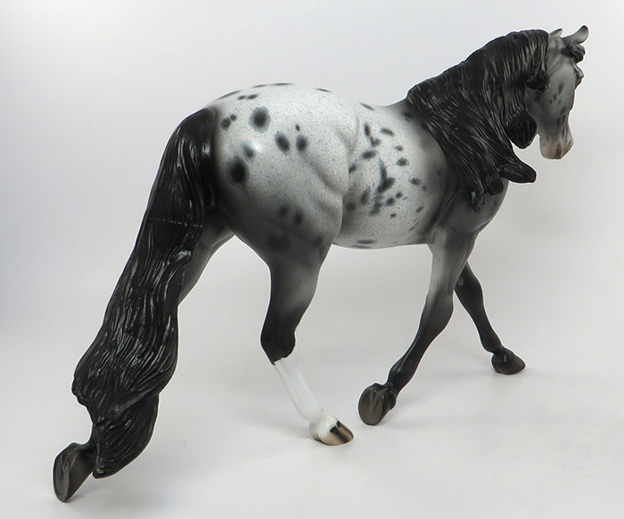 CHIEF RUNNING BIRD-OOAK BLACK &amp; GREY APPALOOSA PALOUSE GELDING MODEL HORSE 8/15