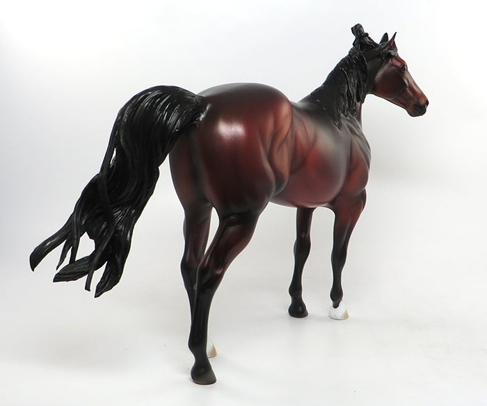 PONCHO-OOAK COPPERY BLOOD BAY ISH MODEL HORSE PAINTED &amp; SIGNED BY DAWN QUICK 8/15