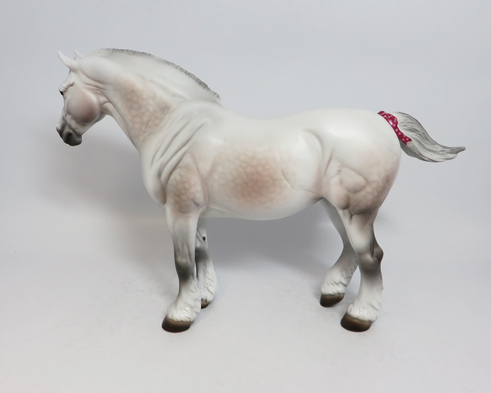 VALENTINA - OOAK DAPPLE ROSE GREY BUNNY HEAVY DRAFT MODEL HORSE BY CARRIE