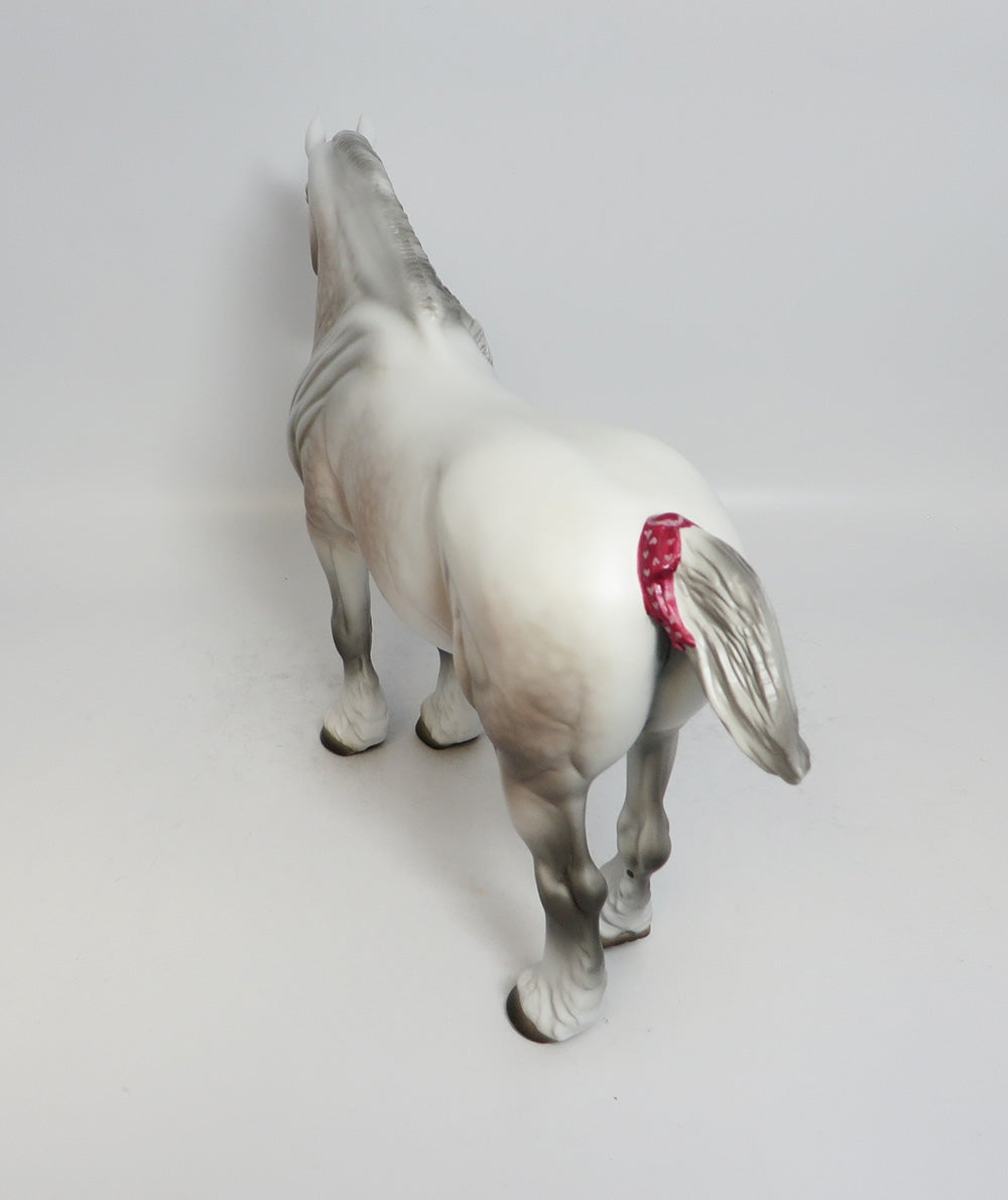 VALENTINA - OOAK DAPPLE ROSE GREY BUNNY HEAVY DRAFT MODEL HORSE BY CARRIE