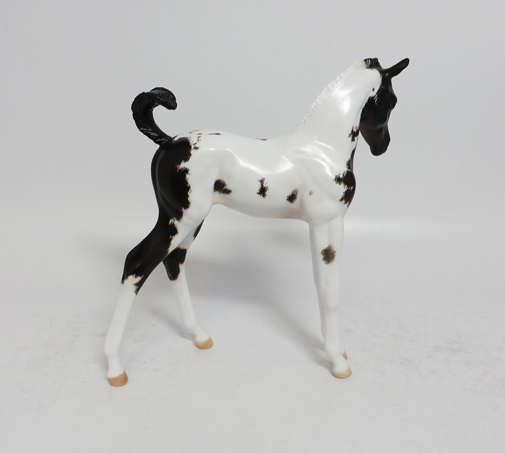 PASS IT TO ME - OOAK DARK BAY PINTO FOAL MODEL HORSE BY JULIE SUPER BOWL SALE 2018