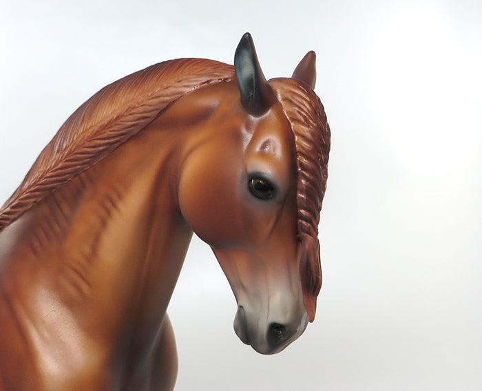 JUAN-OOAK CHESTNUT PAINT LONG BRAIDED MANE AND TAIL ANDALUSIAN MODEL HORSE 8-18
