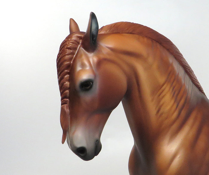 JUAN-OOAK CHESTNUT PAINT LONG BRAIDED MANE AND TAIL ANDALUSIAN MODEL HORSE 8-18