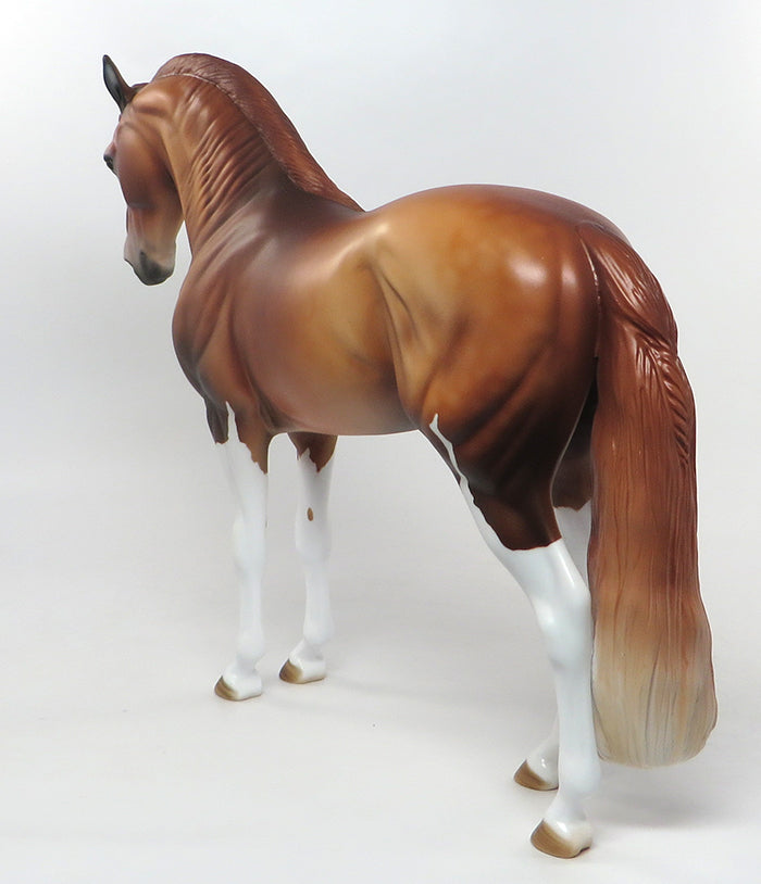 JUAN-OOAK CHESTNUT PAINT LONG BRAIDED MANE AND TAIL ANDALUSIAN MODEL HORSE 8-18