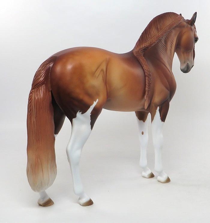 JUAN-OOAK CHESTNUT PAINT LONG BRAIDED MANE AND TAIL ANDALUSIAN MODEL HORSE 8-18