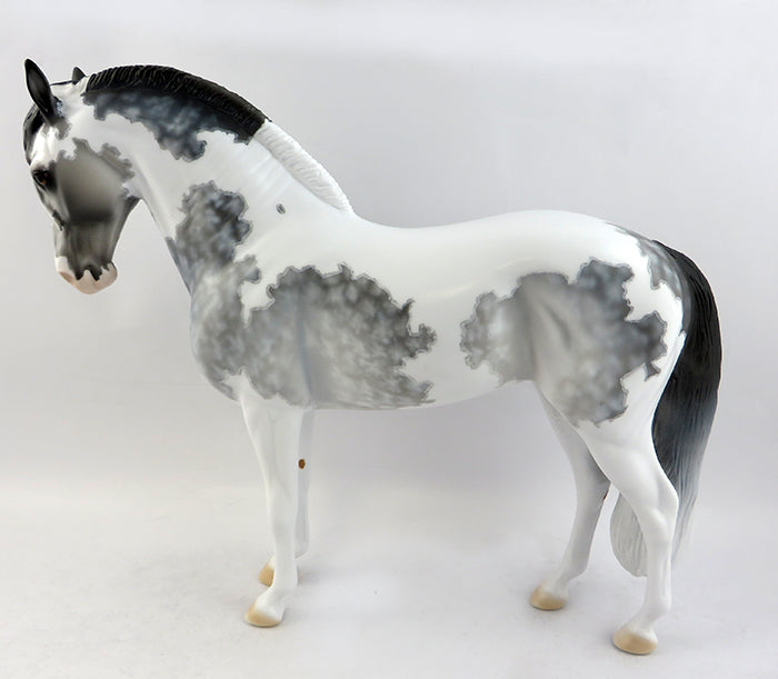 OCEAN&#39;S 11-OOAK STAR DAPPLE GREY PAINT ANDALUSIAN MODEL HORSE BY DAWN QUICK 1/19
