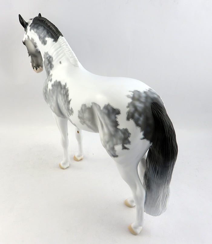 OCEAN&#39;S 11-OOAK STAR DAPPLE GREY PAINT ANDALUSIAN MODEL HORSE BY DAWN QUICK 1/19