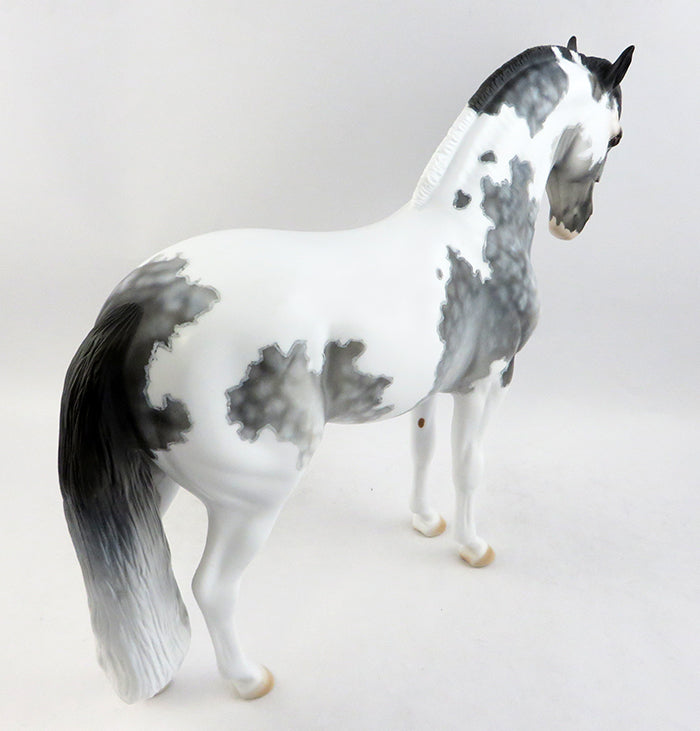 OCEAN&#39;S 11-OOAK STAR DAPPLE GREY PAINT ANDALUSIAN MODEL HORSE BY DAWN QUICK 1/19
