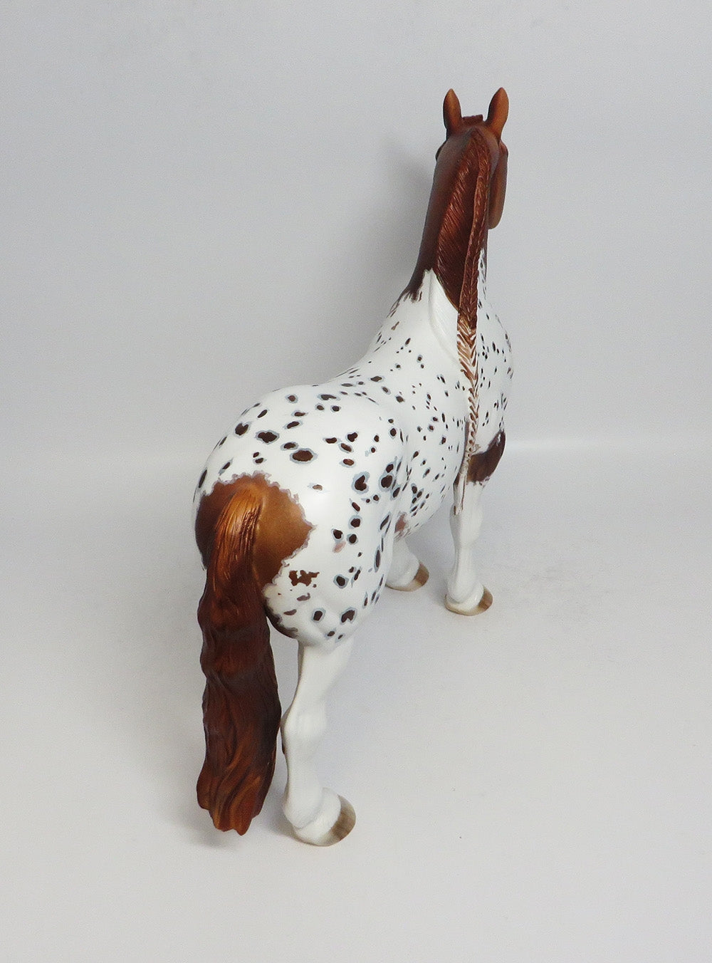 RALLY CRY-OOAK CHESTNUT PINTOLOOSA WITH BRAIDED MANE AND FORELOCK STANDING DRAFTER MODEL HORSE SUPER BOWL SALE 2018
