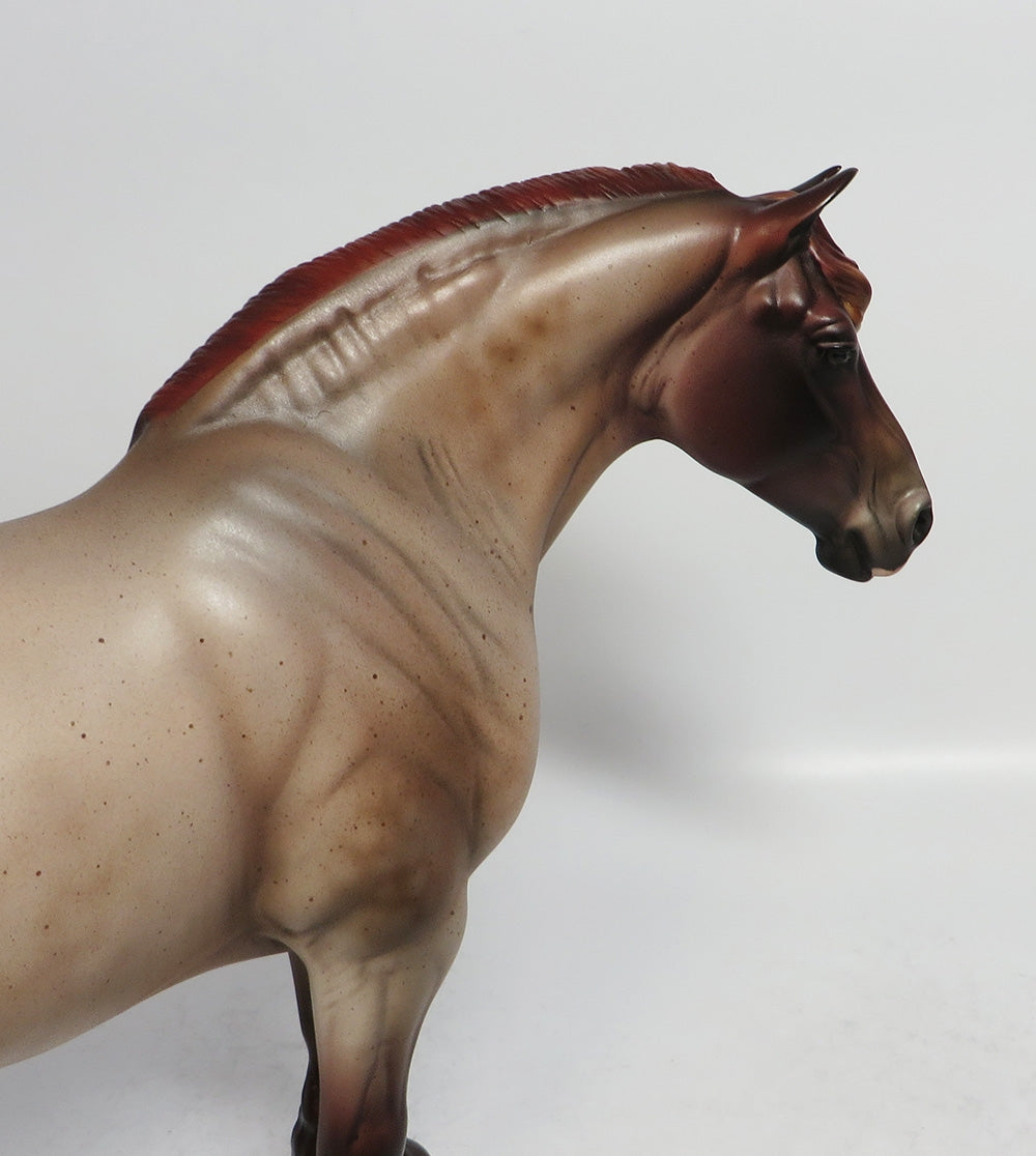 SHE NEIGH NEIGH - OOAK RED ROAN HEAVY DRAFT BUNNY MODEL HORSE BY JULIE