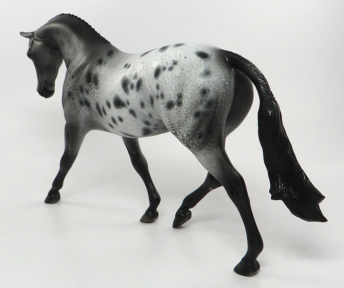 GLAM-OOAK APPALOOSA WITH DARK GREY GOING LIGHT ENGLISH PONY MODEL HORSE 8/19