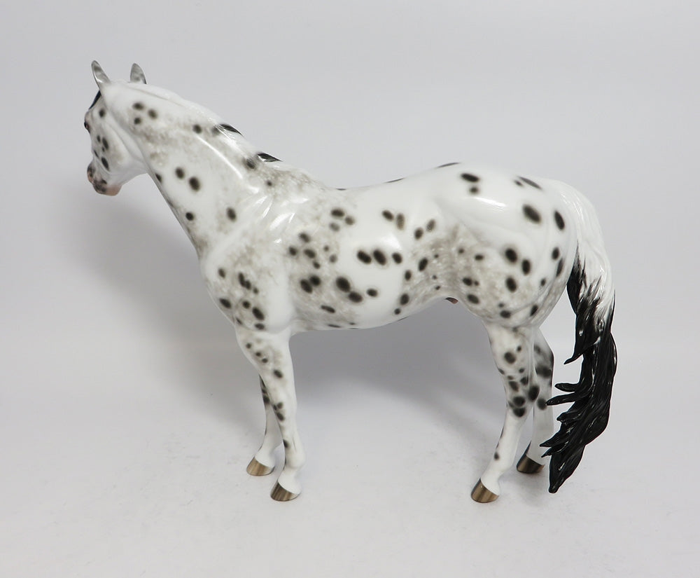 JOE DANCER - OOAK BLACK LEOPARD APPALOOSA ISH MODEL HORSE BY SHERYL