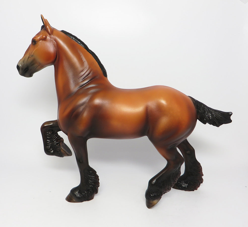 HOOVER-OOAK DAPPLE BAY TROTTING DRAFTER MODEL HORSE EQ 2017