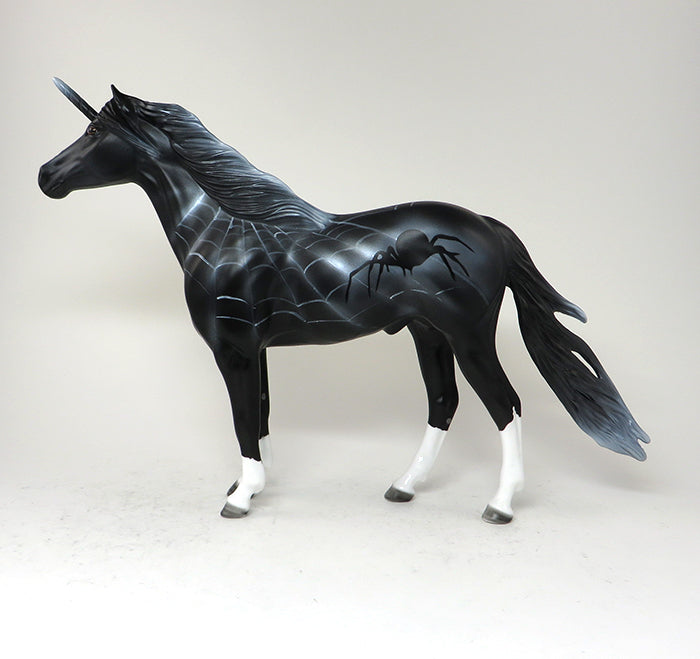 SPIDER - OOAK SPANISH MUSTANG MODEL HORSE - HALLOWEEN DECORATOR UNICORN - 10/30
