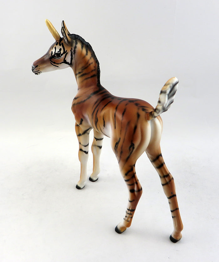 SHEEZATIGRESS-OOAK TIGER UNICORN FOAL MODEL HORSE BY DAWN QUICK 1/20