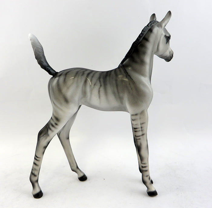 ZEEB-OOAK ZEBRA UNICORN FOAL MODEL HORSE BY DAWN QUICK 1/20