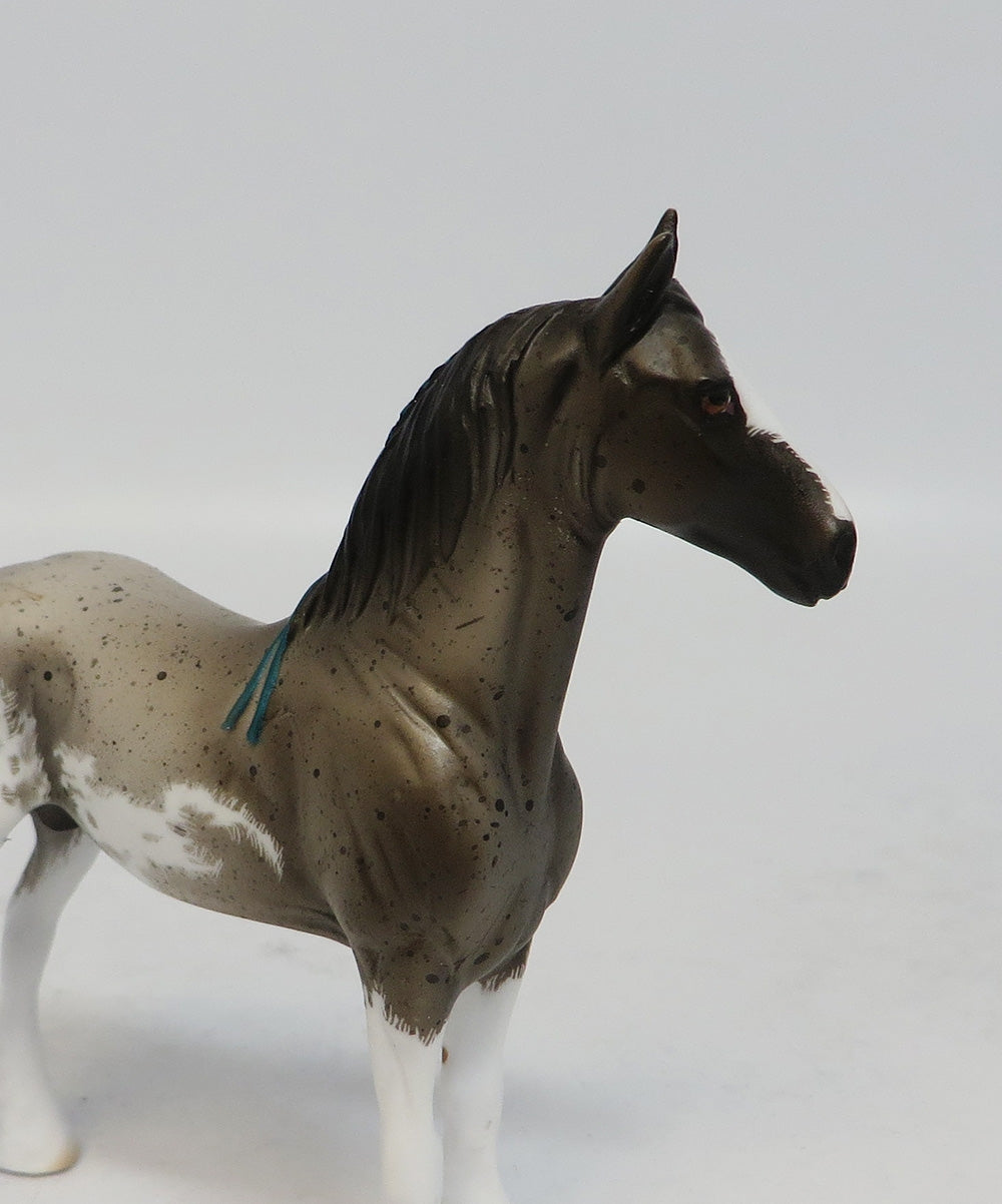 GO FOR THE WIN - OOAK BLUE ROAN PINTO CHIP BY DAWN QUICK SUPER BOWL SALE 2018
