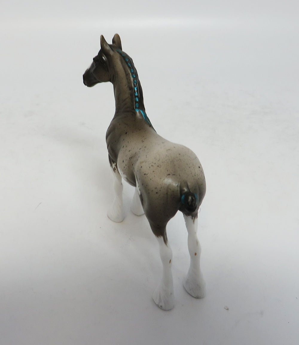 GO FOR THE WIN - OOAK BLUE ROAN PINTO CHIP BY DAWN QUICK SUPER BOWL SALE 2018