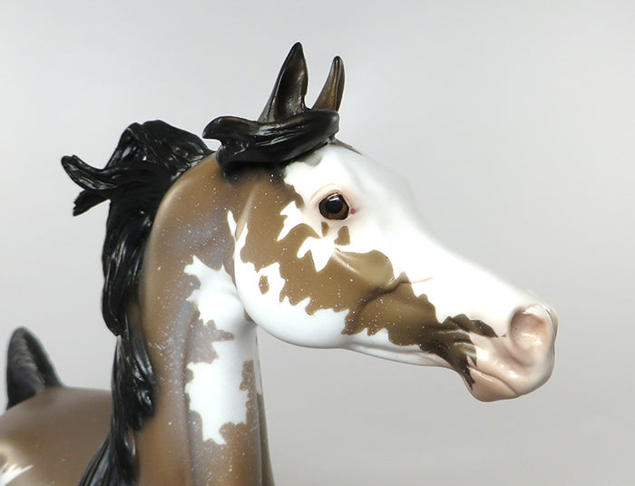 BEHANZIN-OOAK BUCKSKIN PINTO SABINO ARABIAN MODEL HORSE 8/25