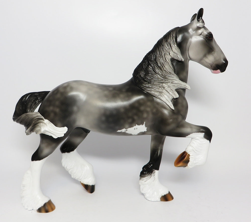 IMA BOBBY-OOAK DAPPLED GREY PINTO TROTTING DRAFTER GELDING MODEL HORSE 06/30/17