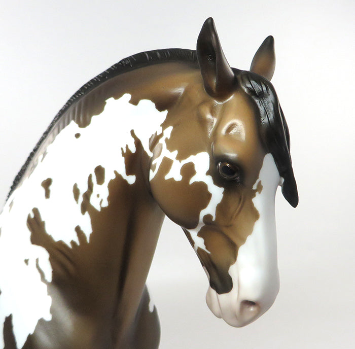 DAY WALKER-OOAK BUCKSKIN &amp; WHITE PINTO ANDALUSIAN MODEL HORSE 8/25