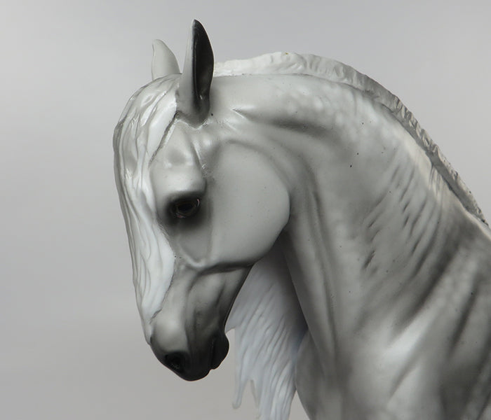 PARRANDO-OOAK FLEABIT DAPPLE GREY LONG MANE AND TAIL ANDALUSIAN MODEL HORSE 8/26