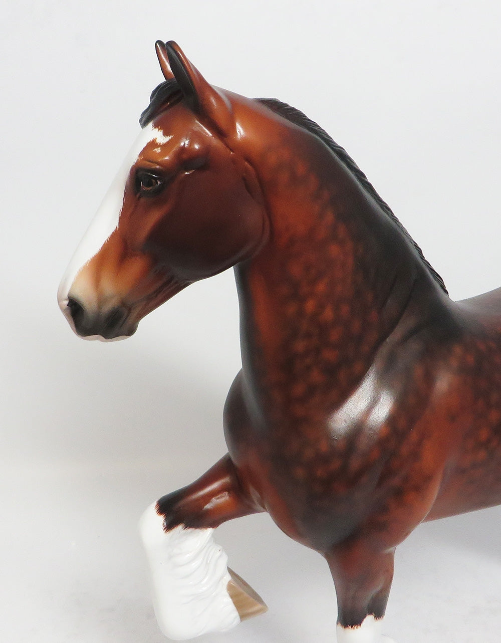 THE SENTINEL-OOAK DAPPLE BAY TROTTING DRAFTER MODEL HORSE BY SHERYL LEISURE