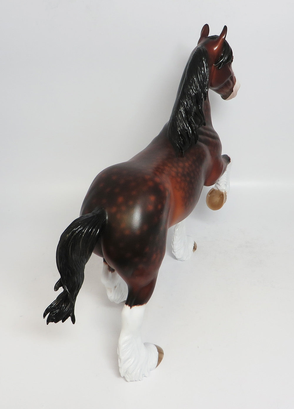 THE SENTINEL-OOAK DAPPLE BAY TROTTING DRAFTER MODEL HORSE BY SHERYL LEISURE