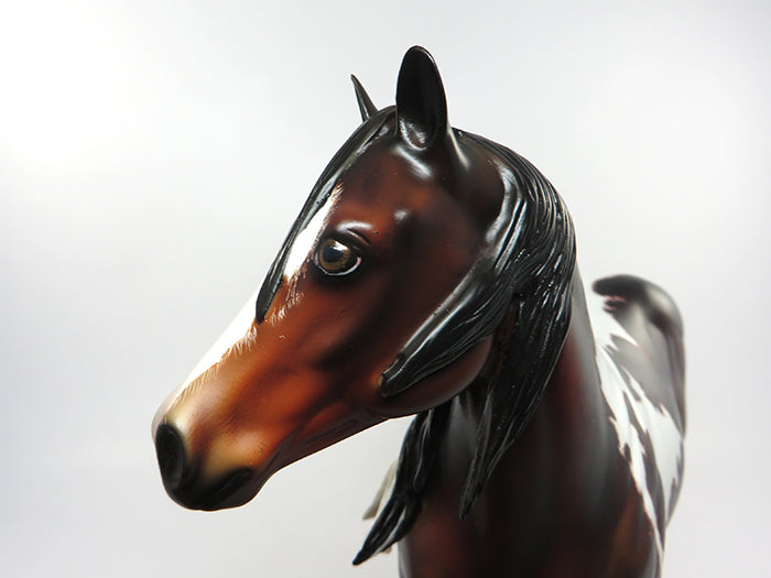 HIGH TECH COWGIRL-OOAK ETCHED BAY PAINT ISH MODEL HORSE  BY JULIE KEIM 8/26