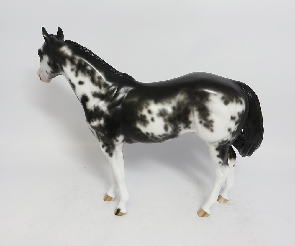 MORELLI-OOAK BLACK SABINO ISH MODEL HORSE BY SHREYL LEISURE