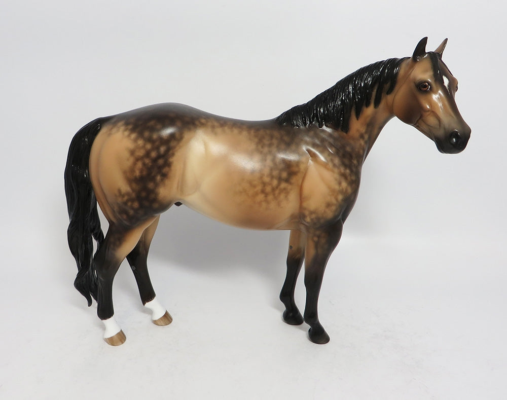 PROFESSOR FATE-OOAK SOOTY DAPPLE BUCKSKIN ISH MODEL HORSE BY SHERYL LEISURE