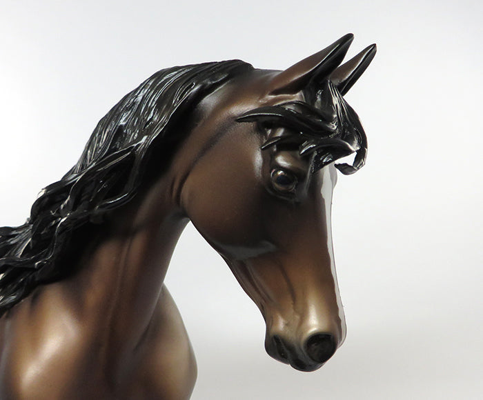 DRUM ROLL-OOAK DAPPLED BAY THOROUGHBRED MODEL HORSE PAINTED &amp; SIGNED BY DAWN QUICK 9/1