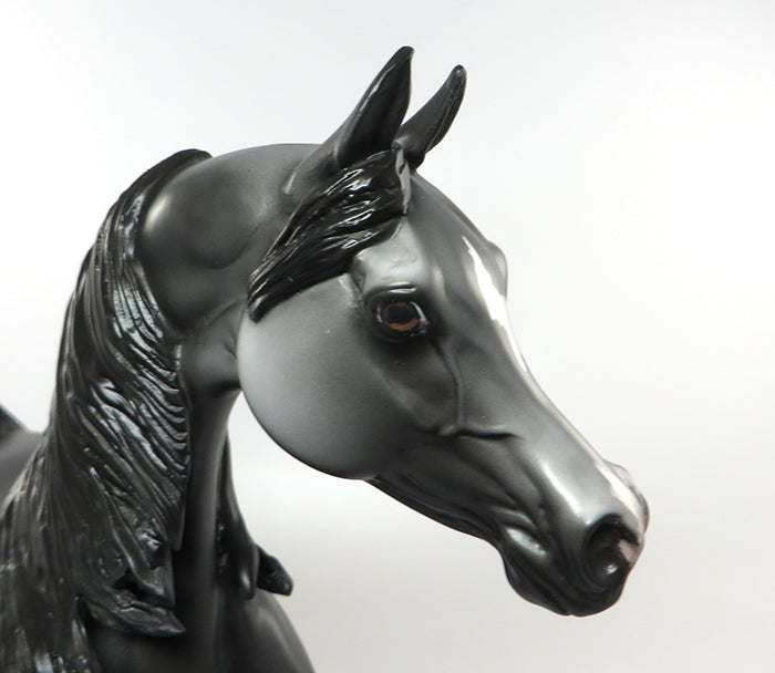HEATHCLIFF-OOAK DARK DAPPLED GREY WITH BLACK POINTS ARABIAN MODEL HORSE 8/30