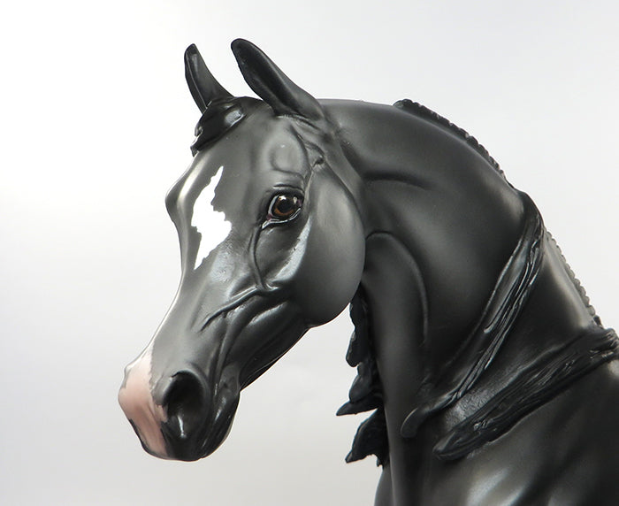 HEATHCLIFF-OOAK DARK DAPPLED GREY WITH BLACK POINTS ARABIAN MODEL HORSE 8/30