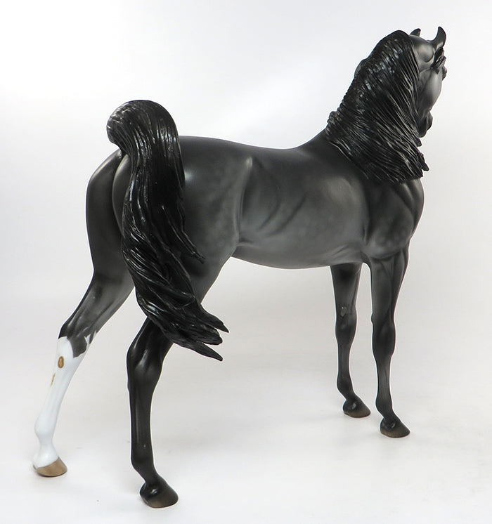 HEATHCLIFF-OOAK DARK DAPPLED GREY WITH BLACK POINTS ARABIAN MODEL HORSE 8/30
