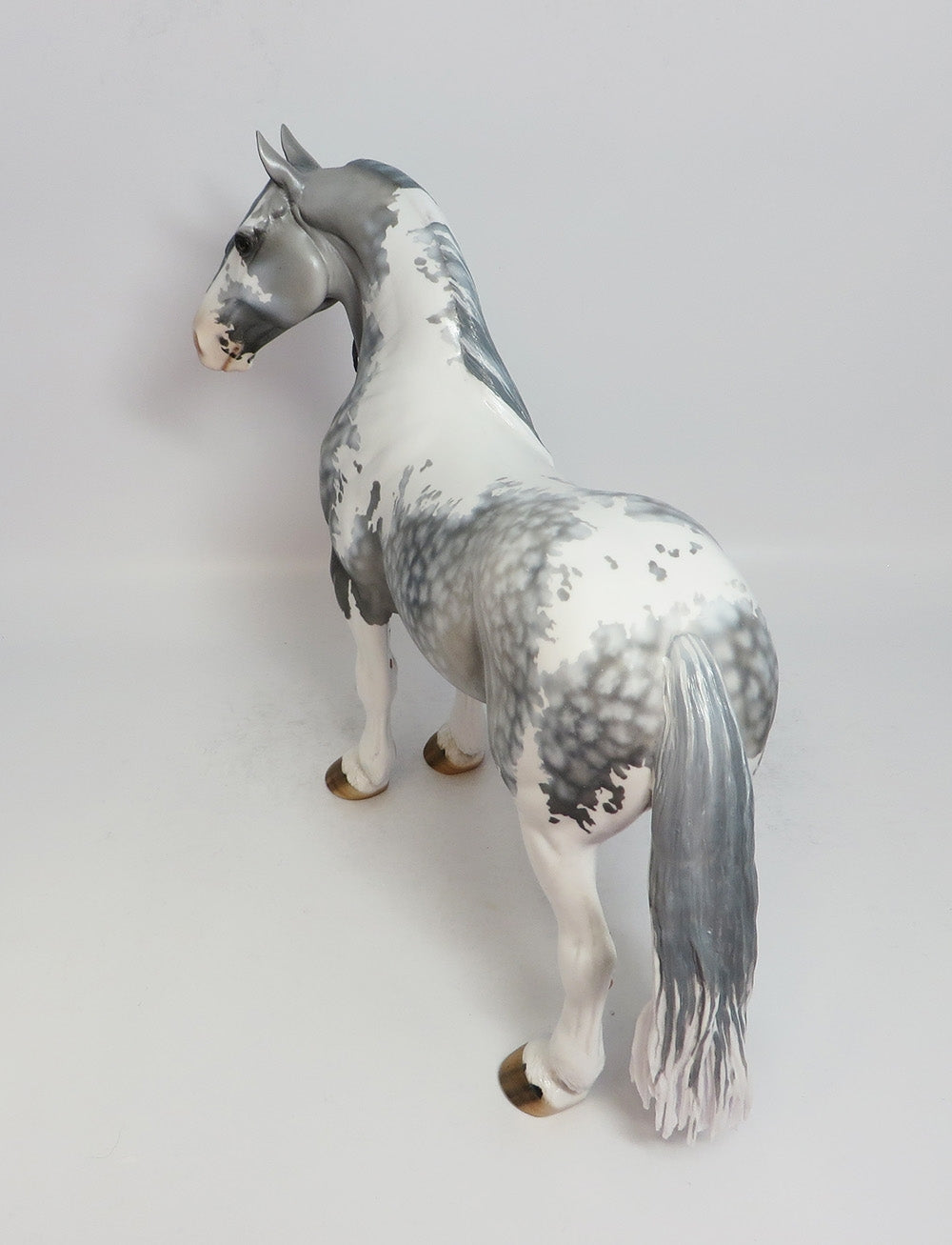BRUNO - OOAK DAPPLE GREY PINTO STANDING DRAFT MODEL HORSE MW 2018