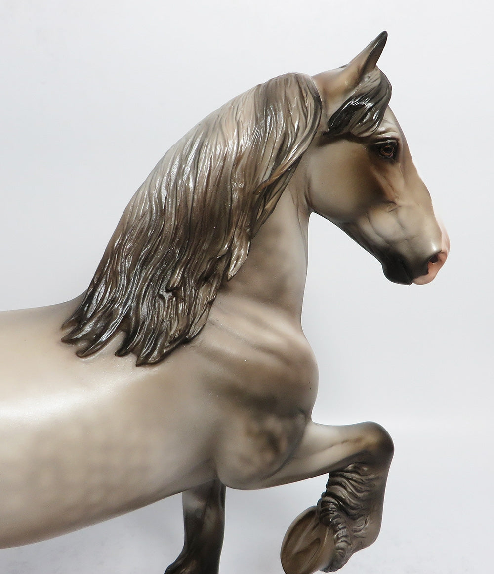 BELVIDERE - OOAK DAPPLE ROSE GREY TROTTING DRAFTER MODEL HORSE 2/22