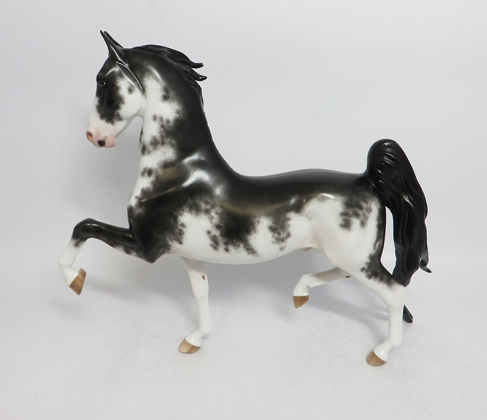 THE SINGING SOLLY-OOAK BLACK SABINO SADDLEBRED MODEL HORSE BY SHERYL LEISURE 2/16/18