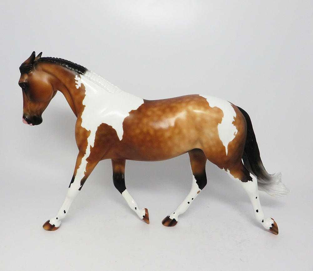 TRAIL OF TEARS-OOAK PINNED EARS  DAPPLED BUCKSKIN TOBIANO MODEL HORSE EQ 2017