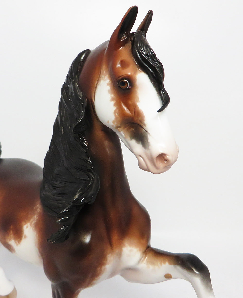 ROOSEVELT-OOAK BAY SABINO SADDLEBRED MODEL HORSE PAINTED BY SHERYL LEISURE CUSTOMIZED BY JACKIE TURNER EQ 2017