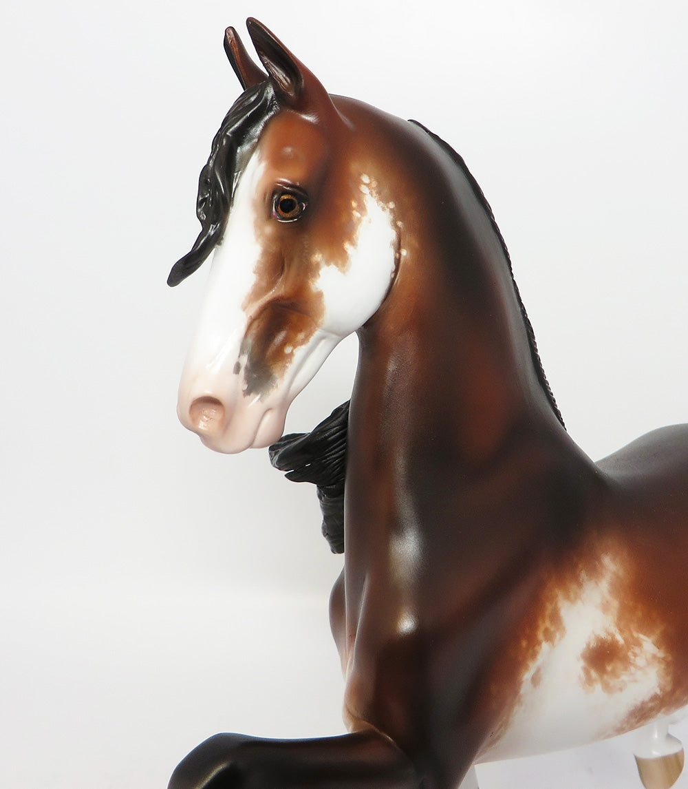 ROOSEVELT-OOAK BAY SABINO SADDLEBRED MODEL HORSE PAINTED BY SHERYL LEISURE CUSTOMIZED BY JACKIE TURNER EQ 2017