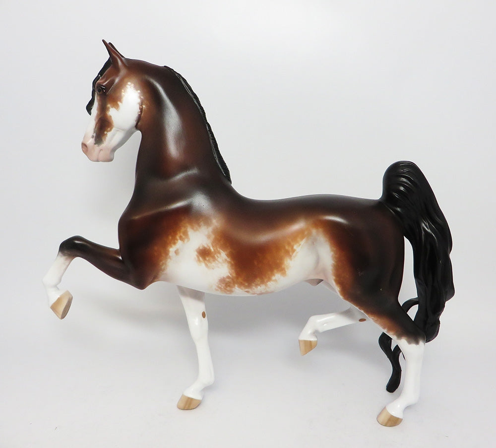 ROOSEVELT-OOAK BAY SABINO SADDLEBRED MODEL HORSE PAINTED BY SHERYL LEISURE CUSTOMIZED BY JACKIE TURNER EQ 2017