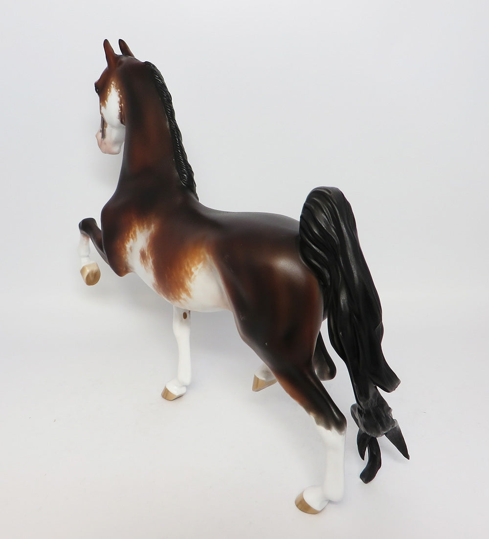ROOSEVELT-OOAK BAY SABINO SADDLEBRED MODEL HORSE PAINTED BY SHERYL LEISURE CUSTOMIZED BY JACKIE TURNER EQ 2017