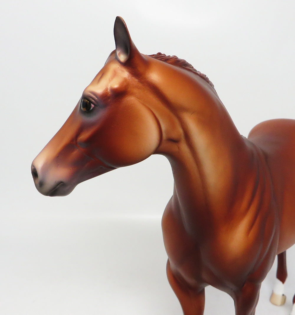 MODEL T-OOAK DAPPLED CHESTNUT ISH MODEL HORSE BY DAWN QUICK EQ 2017