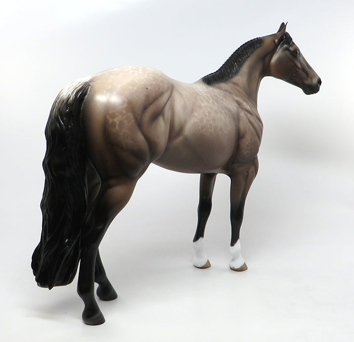 STONE COLD-OOAK REVERSE DAPPLE BAY ISH MODEL HORSE BY SHERYL LEISURE 9/8