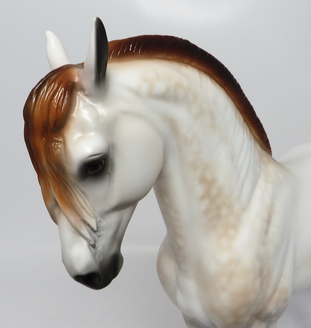 CAVIAR-OOAK DAPPLE CHESTNUT GOING GREY ANDALUSIAN MODEL HORSE 7/25/17