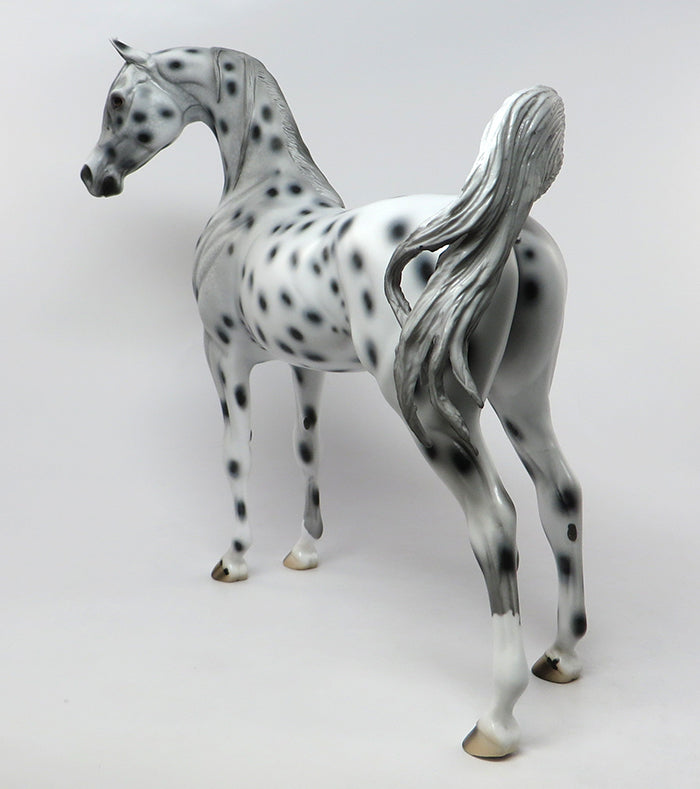 POLLUX-OOAK LOUD GREY &amp; BLACK LEOPARD APPALOOSA  ARABIAN MODEL HORSE 9/8