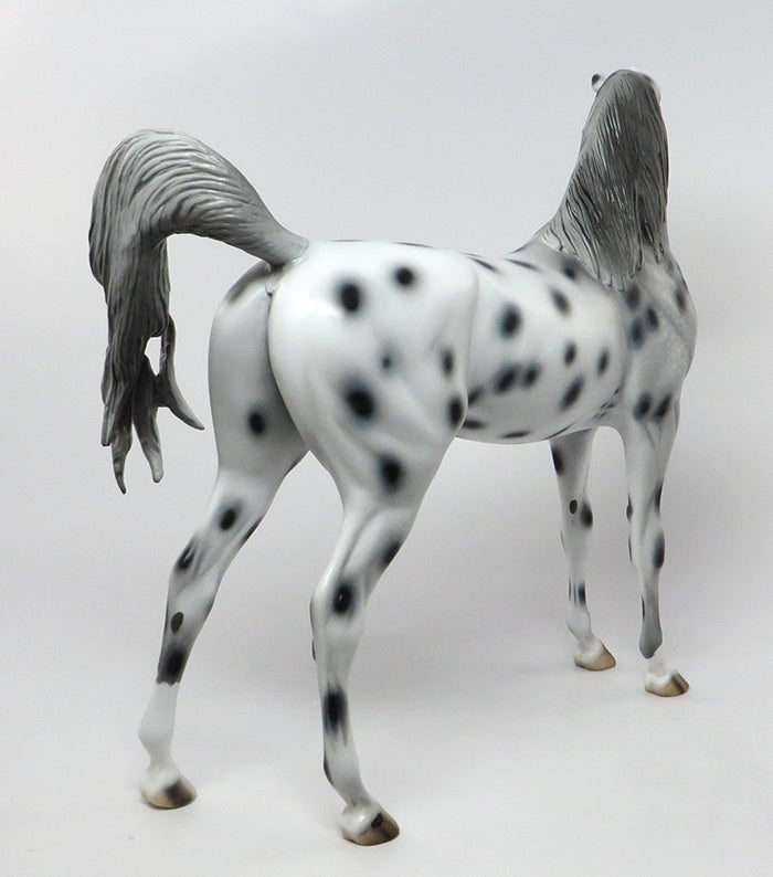 POLLUX-OOAK LOUD GREY &amp; BLACK LEOPARD APPALOOSA  ARABIAN MODEL HORSE 9/8